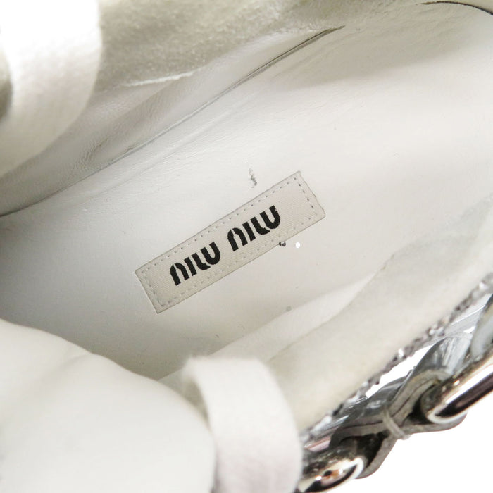 MIUMIU 
ラメ ロゴ 
ビジュー グリッター スニーカー