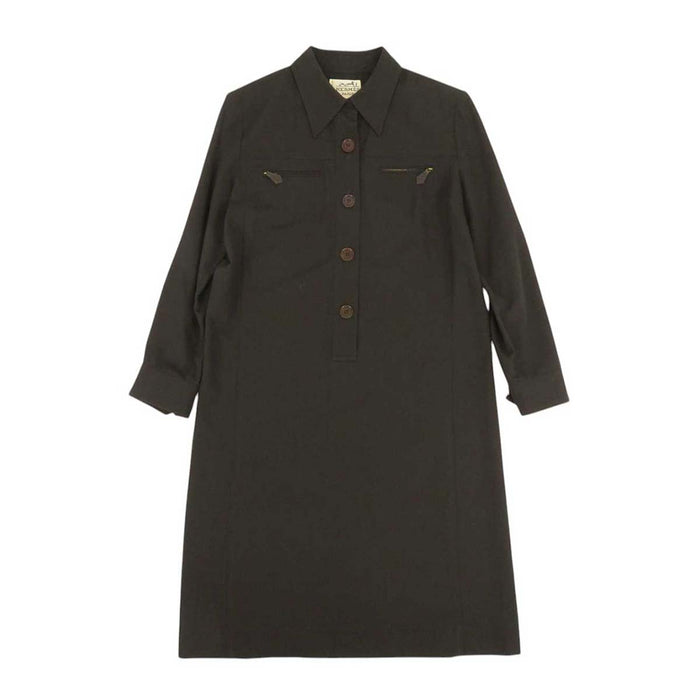 HERMES
Logo Button Medium Length Wool
Long Sleeve Shirt Dress