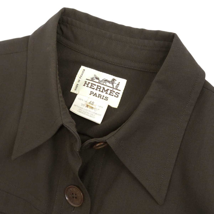 HERMES
Logo Button Medium Length Wool
Long Sleeve Shirt Dress