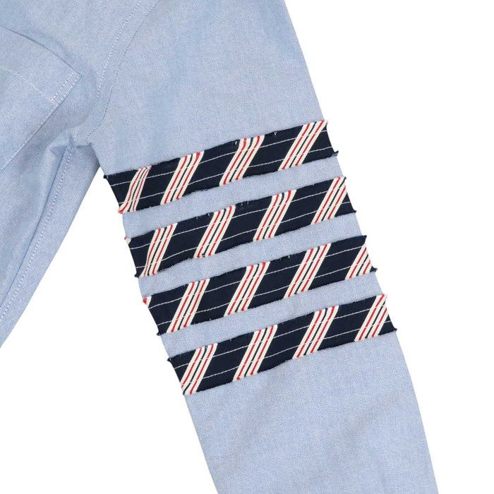 THOM BROWNE 
Stripe Cotton 
Oxford Long Sleeve Shirt