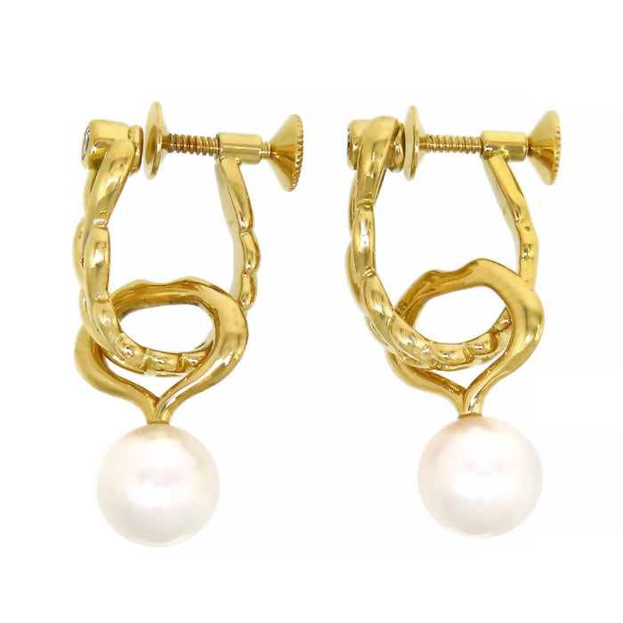 MIKIMOTO
Diamond Earrings with Pearl Charm