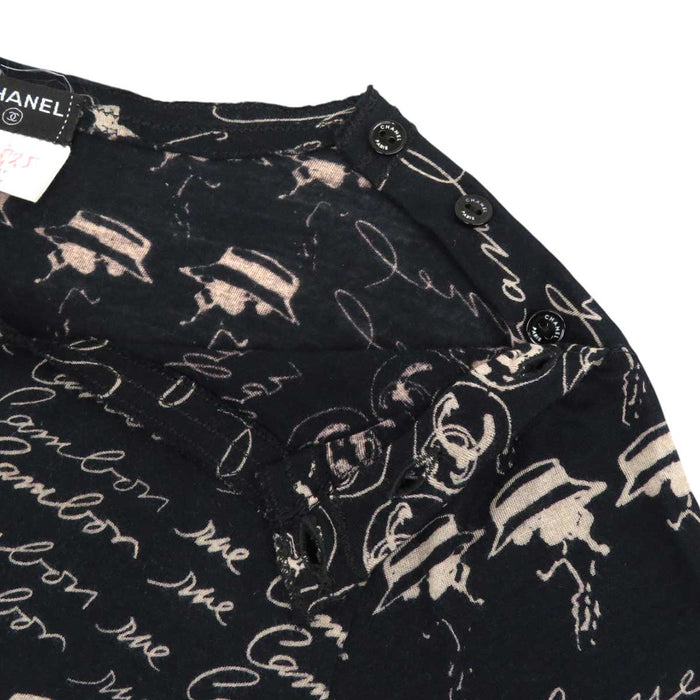CHANEL 
06C 総柄 ロゴ COCO CC モダール ハーフスリーブ 
ココマーク カメリア プリント カットソー