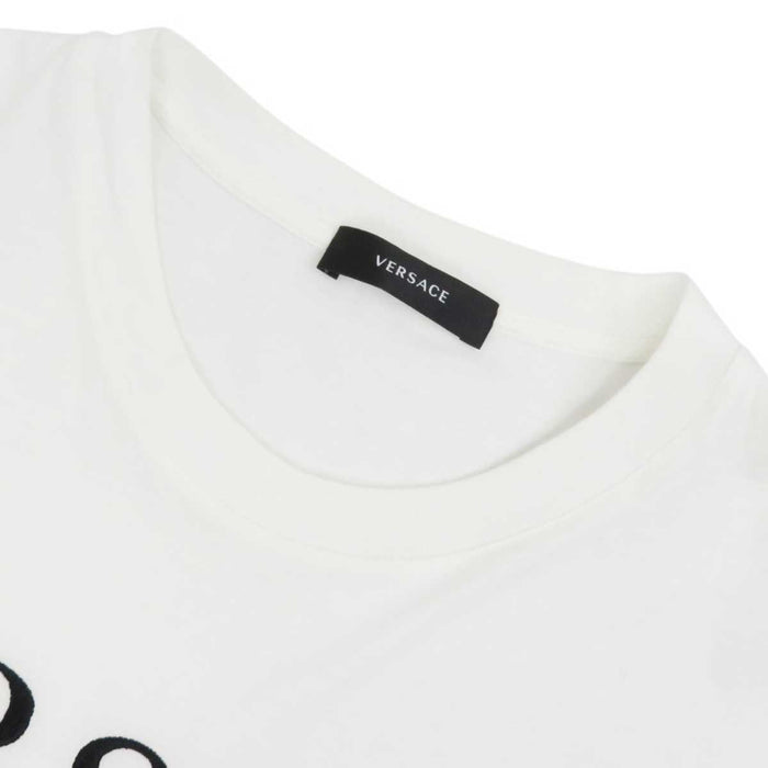 VERSACE 
刺繍 コットン 
ロゴ エンブロイダリー ショートスリーブ Tシャツ