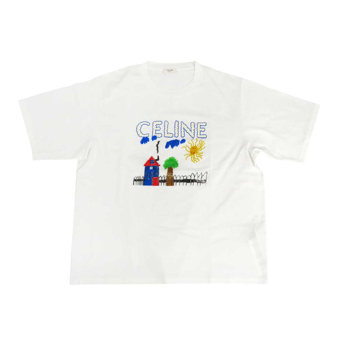 CELINE 
Logo Cotton Oversized 
Drawing Print Loose T-shirt