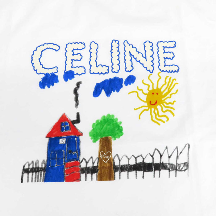 CELINE 
Logo Cotton Oversized 
Drawing Print Loose T-shirt