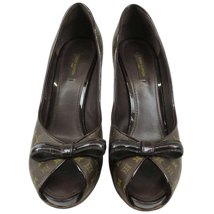 LOUIS VUITTON 
ロゴ リボン ハイヒール オープントゥ ピンヒール 
LV マリブ モノグラム ピープトゥ ボウパンプス