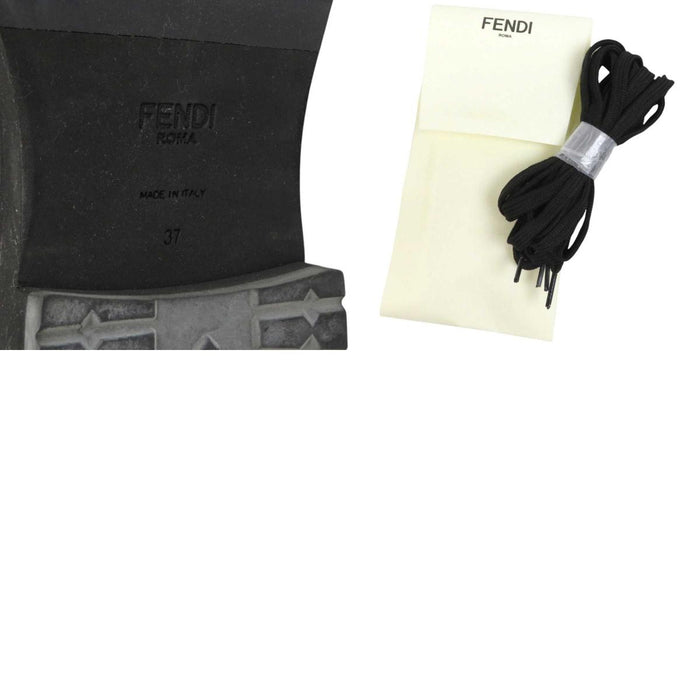 FENDI 
ロゴ チェック柄 
FF レザー ニット レースアップ ブーツ