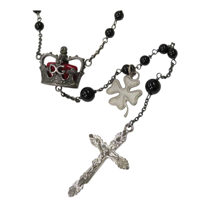 DOLCE&GABBANA 
ロゴ クラウン ホースシュー クローバー クロス ビーズ 
ロザリー ネックレス