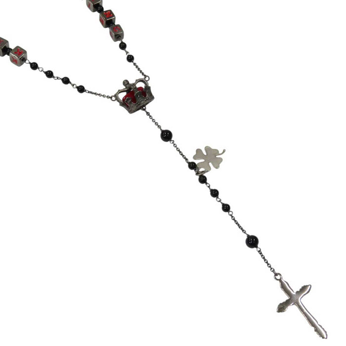 DOLCE&GABBANA 
ロゴ クラウン ホースシュー クローバー クロス ビーズ 
ロザリー ネックレス