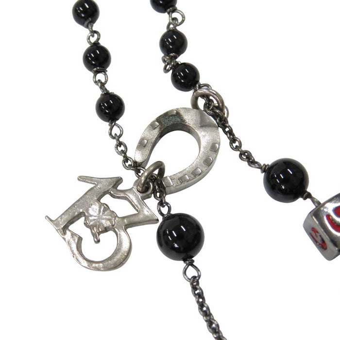 DOLCE&GABBANA 
ロゴ クラウン ホースシュー クローバー クロス ビーズ 
ロザリー ネックレス