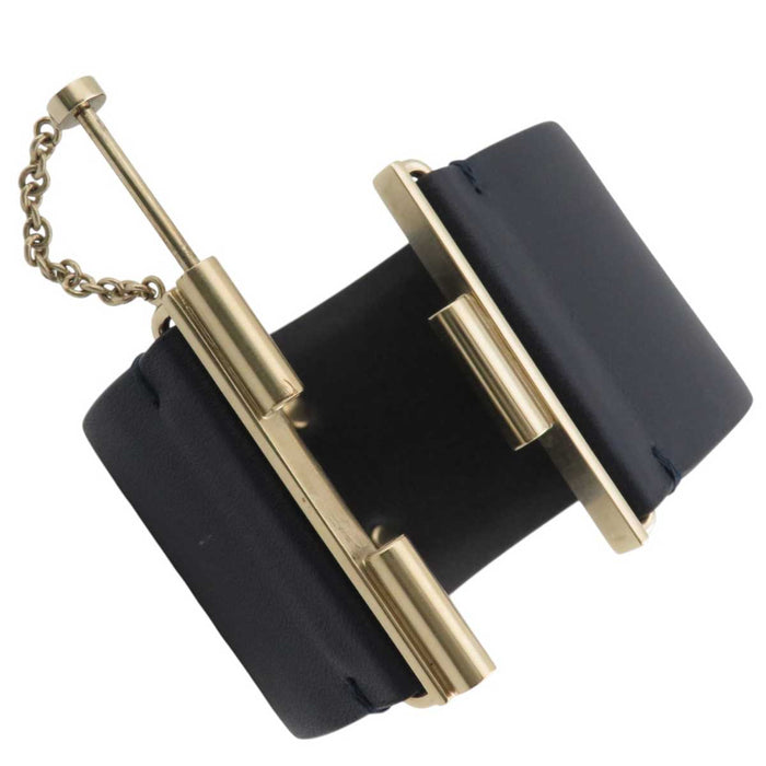 CHANEL 
EXCLUSIVE EDITION DECEMBER 2017 Light Gold Color Metal 
Coco Mark Leather Bracelet