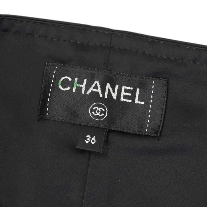CHANEL 
19B ロゴボタン ナイロン 
チェーン トリム サテン パンツ