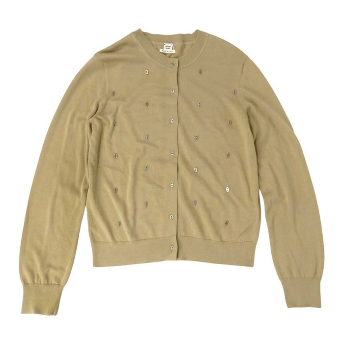 HERMES 
H アッシュ ロゴ シルバーカラーメタル 
マイヨン ロングスリーブ カーディガン