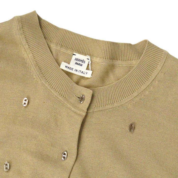 HERMES 
H アッシュ ロゴ シルバーカラーメタル 
マイヨン ロングスリーブ カーディガン