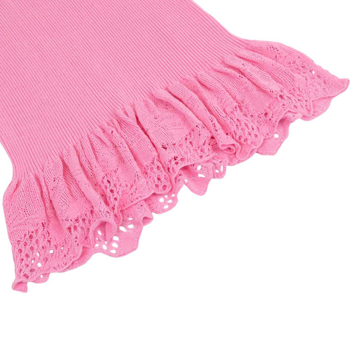 CHANEL 
96P COCO CC フリル コットン 
ココマーク リブ ノースリーブ ニット