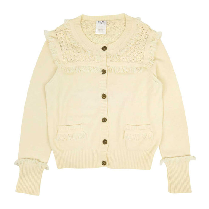 CHANEL 
スターボタン ニット 
カシミヤ フリンジ カーディガン