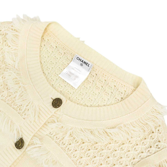 CHANEL 
スターボタン ニット 
カシミヤ フリンジ カーディガン