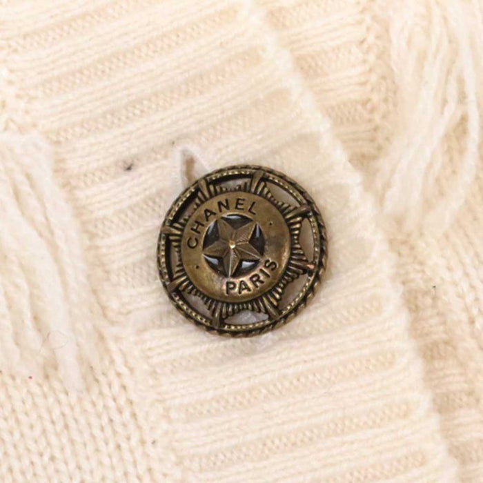 CHANEL 
スターボタン ニット 
カシミヤ フリンジ カーディガン