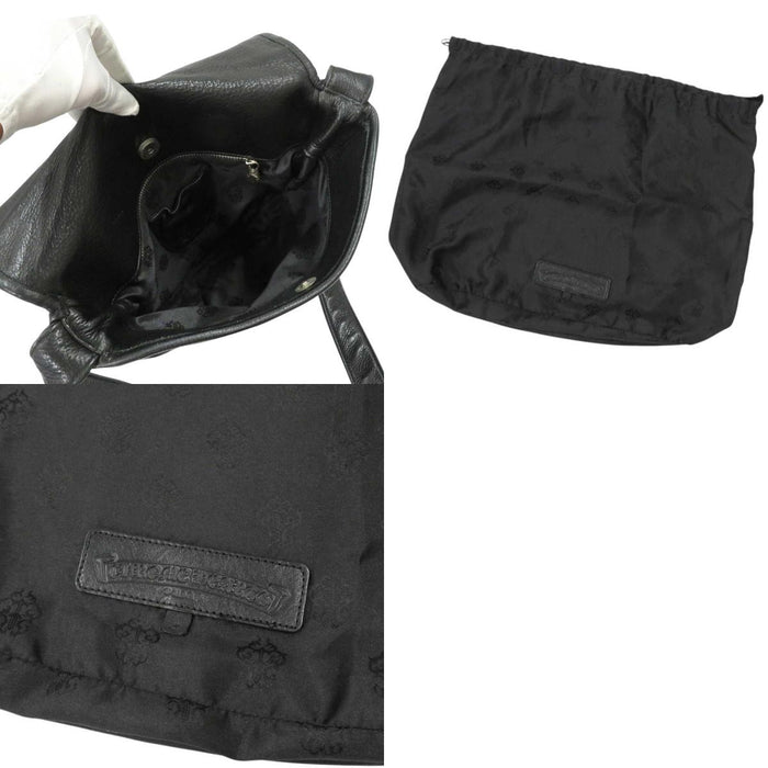 CHROME HEARTS 
BAG-MAIL Leather Blade Dagger Zip Silver 
Filigree Cross Mail Bag