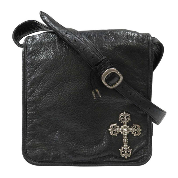 CHROME HEARTS 
BAG-MAIL Leather Blade Dagger Zip Silver 
Filigree Cross Mail Bag
