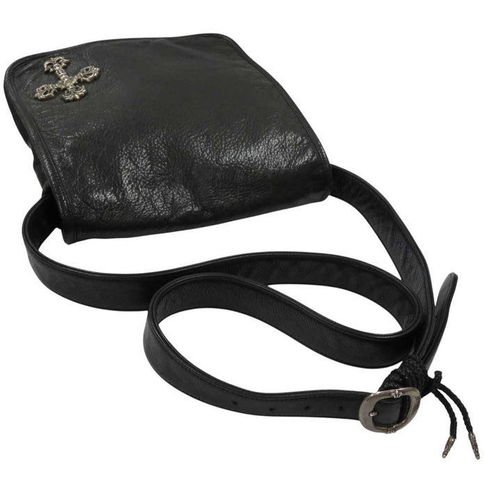 CHROME HEARTS 
BAG-MAIL Leather Blade Dagger Zip Silver 
Filigree Cross Mail Bag