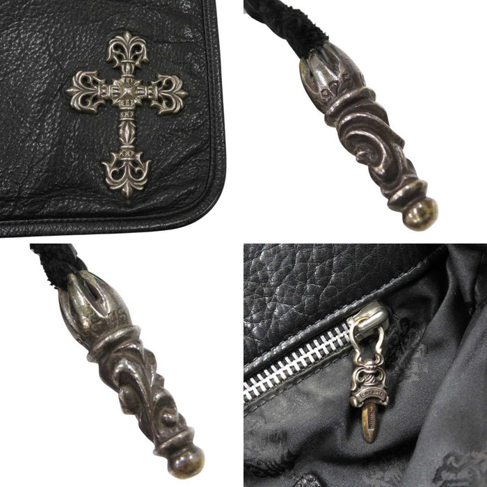 CHROME HEARTS 
SAC-MAIL Couteau en cuir Dague Zip Argent 
Croix filigrane Sac mail