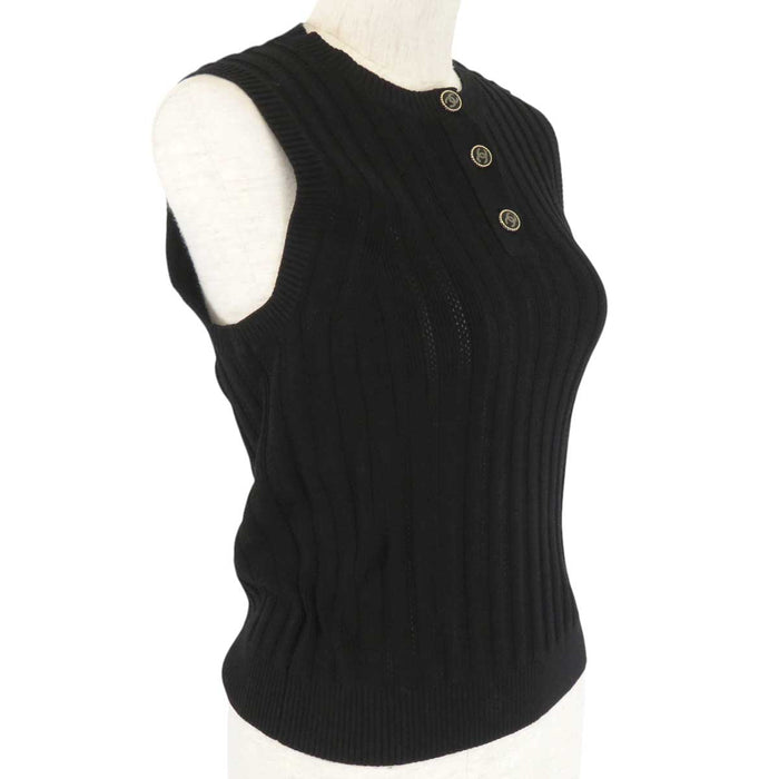 CHANEL 
ロゴ CC COCO ココボタン 透かし網 
ココマーク コットン ノースリーブ メッシュニット