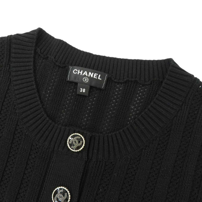 CHANEL 
ロゴ CC COCO ココボタン 透かし網 
ココマーク コットン ノースリーブ メッシュニット