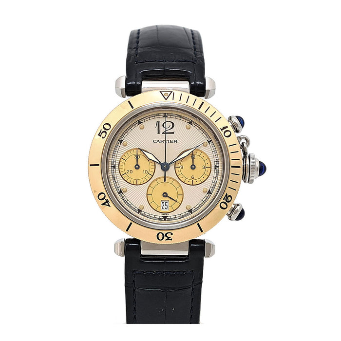 CARTIER 
Pasha 38mm Chronograph 
With box and warranty card