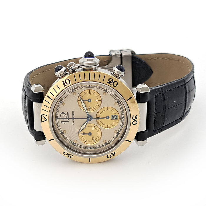 CARTIER 
Pasha 38mm Chronograph 
With box and warranty card