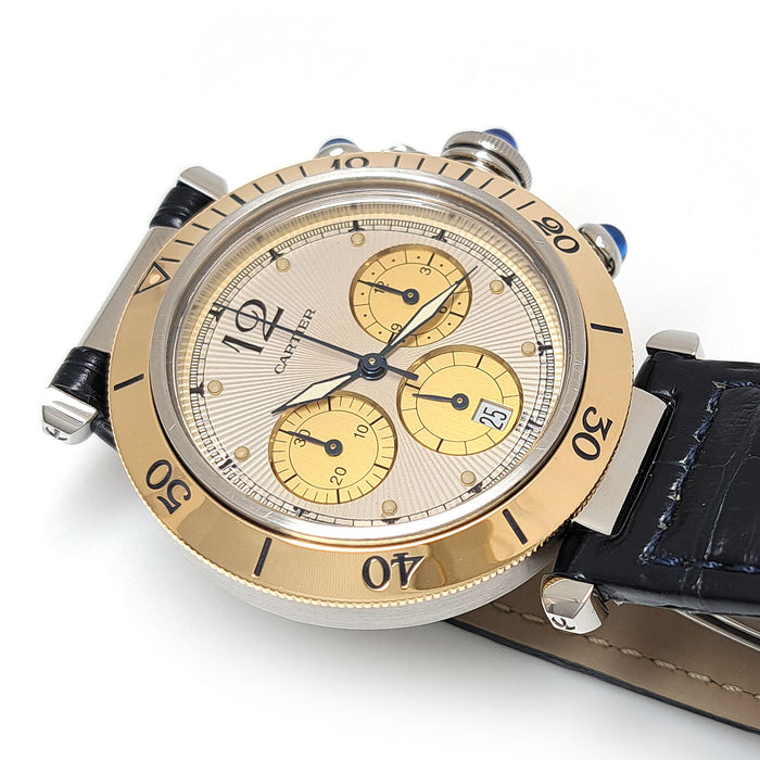 CARTIER 
Pasha 38mm Chronograph 
With box and warranty card