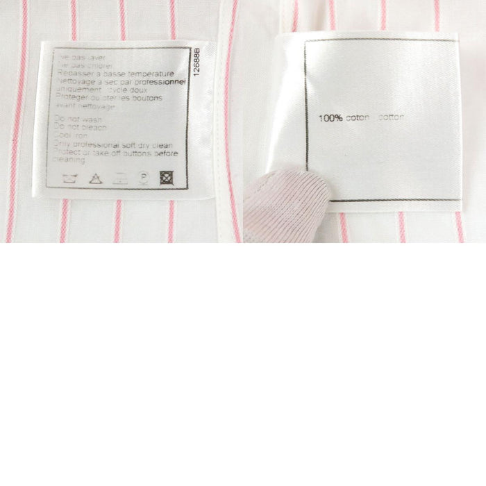 CHANEL 
COCO CC ココボタン ロゴ コットン 
ココマーク ストライプ ボウタイ ノースリーブシャツ