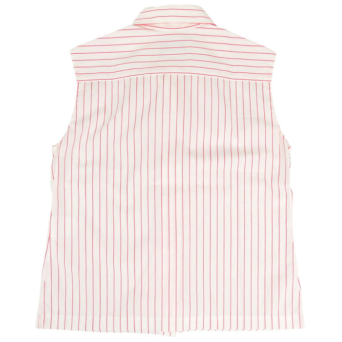 CHANEL 
COCO CC ココボタン ロゴ コットン 
ココマーク ストライプ ボウタイ ノースリーブシャツ