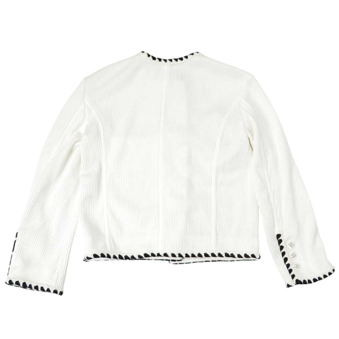 CHANEL 
COCO CC ロゴ ココボタン ラインストーン 21C 
ココマーク コットン ノーカラー ジャケット