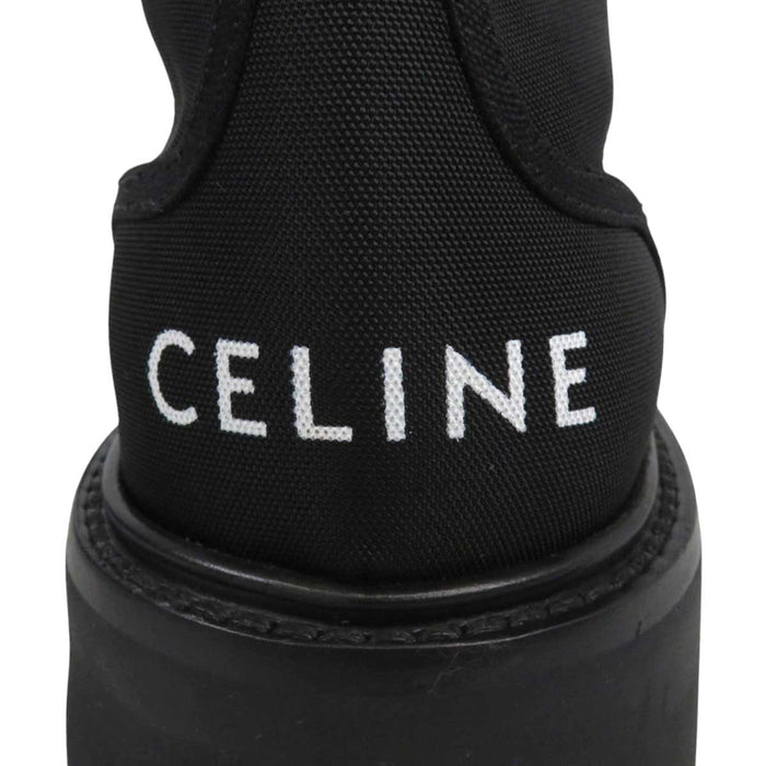CELINE 
ロゴ ラバーアウトソール レザーキャップ ラウンドトゥ 
トリオンフ レザーパッチ バルキー レースアップブーツ