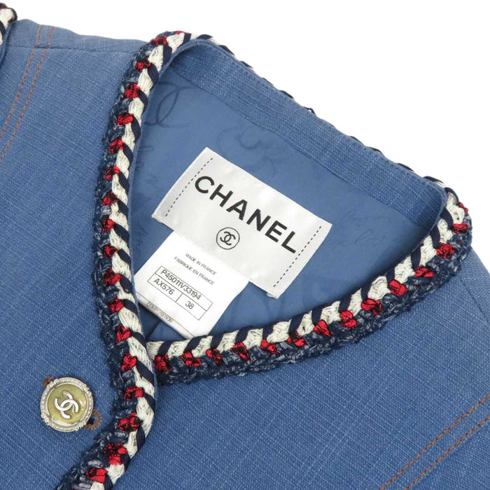 CHANEL 
COCO CC ココボタン 
ココマーク コットン ノーカラージャケット