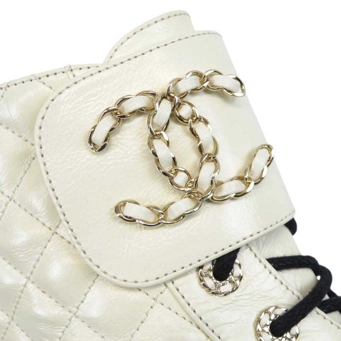 CHANEL ロゴ COCO CC レースアップ ココマーク カメリア