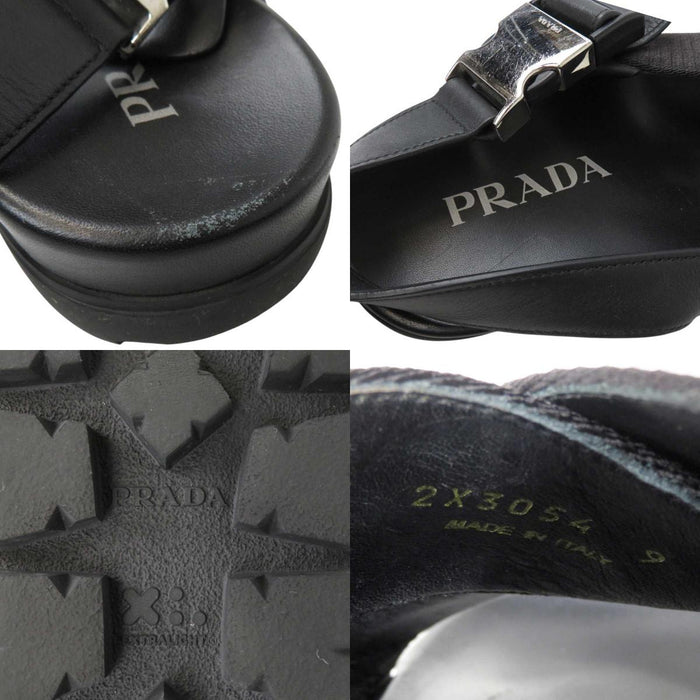 PRADA
Logo Leather Fabric
Cross Buckle Sandals