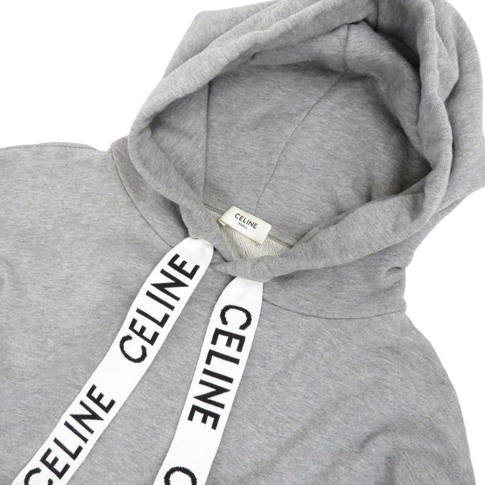 CELINE 
コットン スウェット 
ロゴ ドローコード フーディ