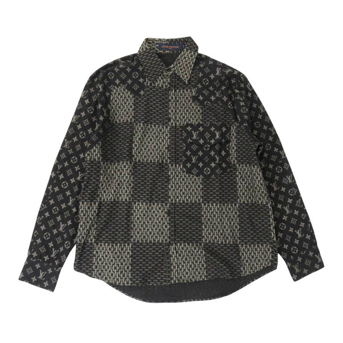 LOUIS VUITTON 
NIGO all-over pattern cotton 
Monogram Wave Giant Damier flannel shirt