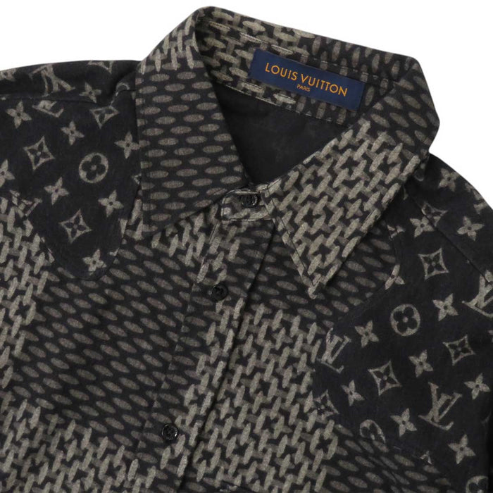 LOUIS VUITTON 
NIGO all-over pattern cotton 
Monogram Wave Giant Damier flannel shirt