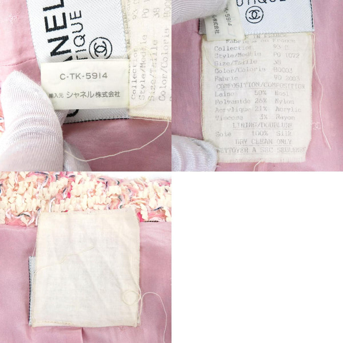 CHANEL 93C Vintage COCO CC Coco Button Coco Mark Houndstooth Tweed Jacket