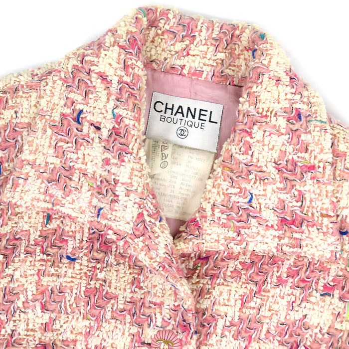 CHANEL 93C Vintage COCO CC Coco Button Coco Mark Houndstooth Tweed Jacket