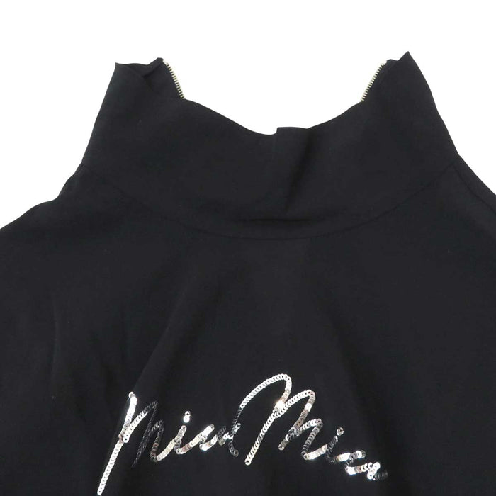 MIUMIU
Sheer High Neck
Sequin Logo Cropped T-Shirt