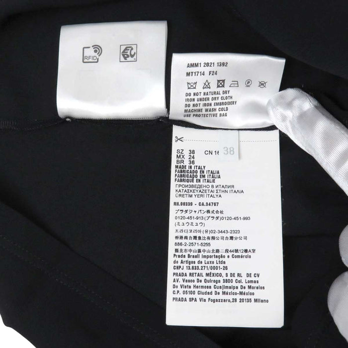 MIUMIU 
透视高领 
亮片标志短款T恤