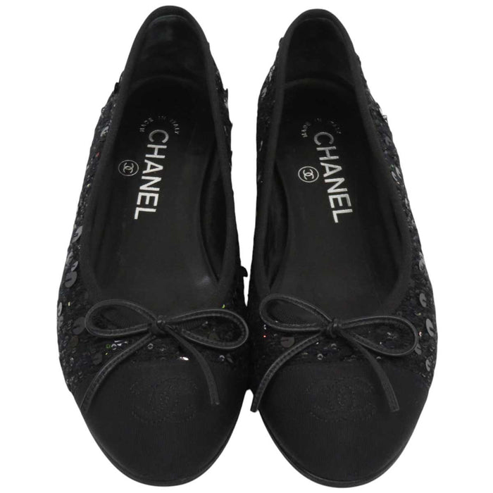 CHANEL
Logo COCO CC Round Toe
Coco Mark Ribbon Sequin Ballet Shoes
