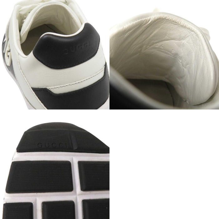 GUCCI 
Logo GG Bicolor Lace-Up 
Interlocking G Low-Cut Leather Sneakers