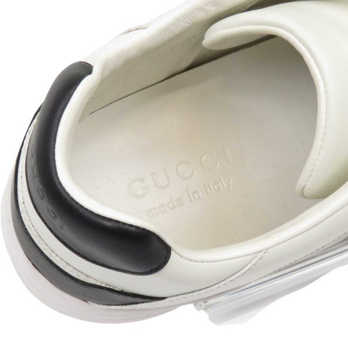 GUCCI 
Logo GG Bicolor Lace-Up 
Interlocking G Low-Cut Leather Sneakers