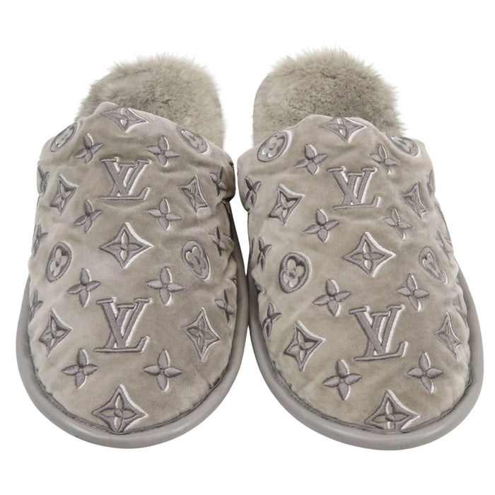 LOUIS VUITTON 
LV スリッパ ベロア ファー 
スイートライン ミュール ルームシューズ 
モノグラム