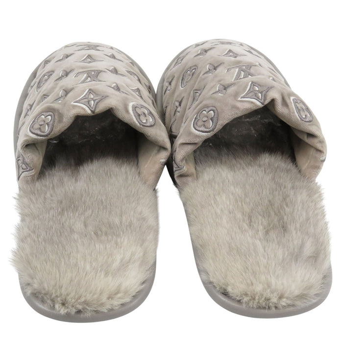 LOUIS VUITTON 
LV スリッパ ベロア ファー 
スイートライン ミュール ルームシューズ 
モノグラム